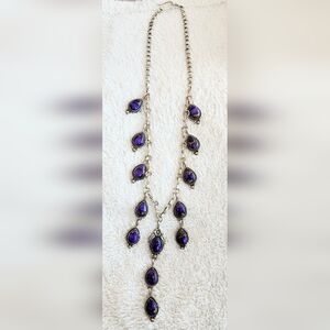 Sterling Silver Grape Dahlia Waterfall Necklace Gorgeous